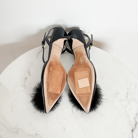 NEW Frances Valentine Willow Mink Fluffy Pom Pom Heels Size 5 - Picture 6 of 6